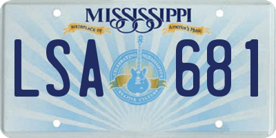 MS license plate LSA681