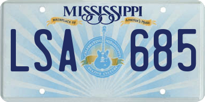 MS license plate LSA685