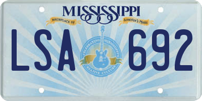 MS license plate LSA692