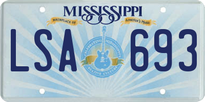 MS license plate LSA693
