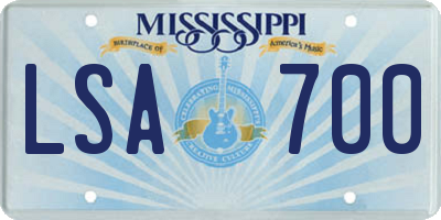 MS license plate LSA700