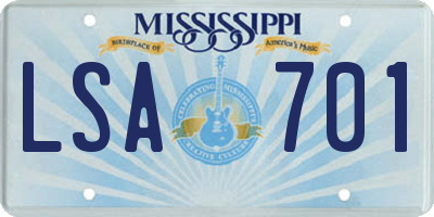 MS license plate LSA701