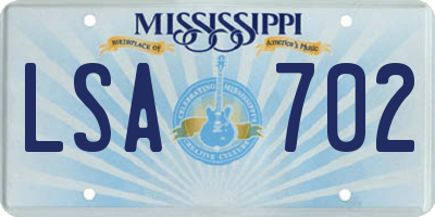 MS license plate LSA702