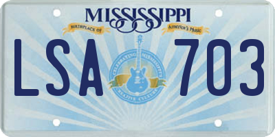 MS license plate LSA703