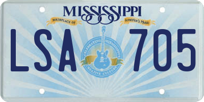 MS license plate LSA705