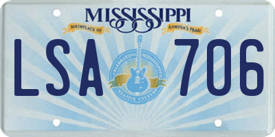 MS license plate LSA706