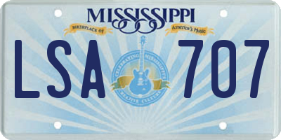 MS license plate LSA707