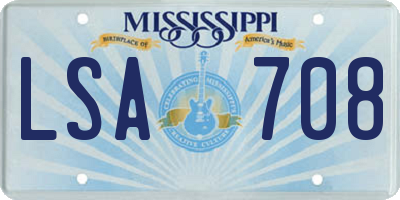 MS license plate LSA708