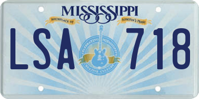 MS license plate LSA718