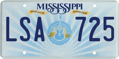MS license plate LSA725