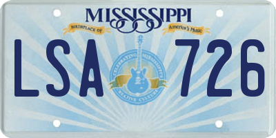 MS license plate LSA726