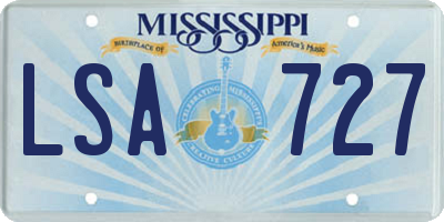 MS license plate LSA727