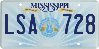MS license plate LSA728