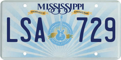 MS license plate LSA729