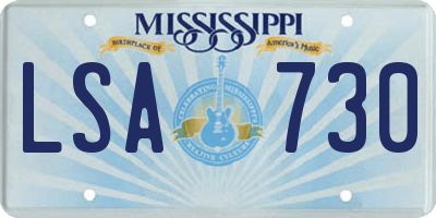 MS license plate LSA730