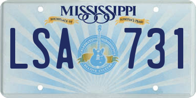 MS license plate LSA731