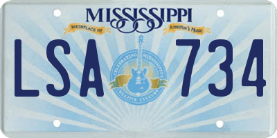 MS license plate LSA734