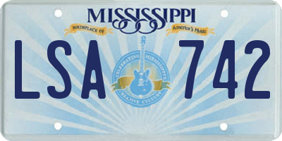 MS license plate LSA742