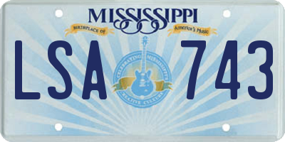MS license plate LSA743