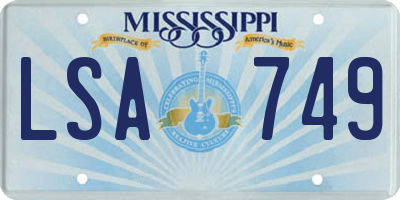 MS license plate LSA749