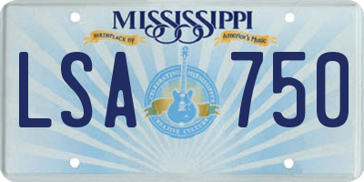 MS license plate LSA750