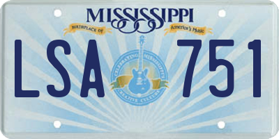MS license plate LSA751
