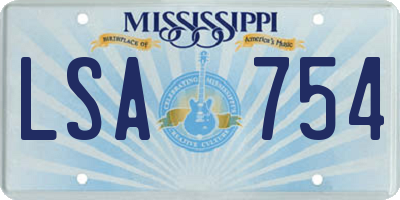 MS license plate LSA754