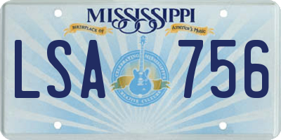 MS license plate LSA756