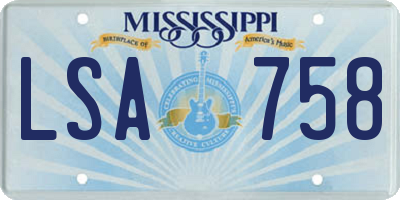 MS license plate LSA758
