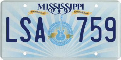 MS license plate LSA759