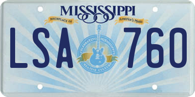 MS license plate LSA760