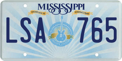MS license plate LSA765