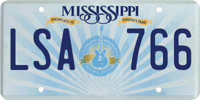 MS license plate LSA766