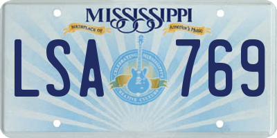 MS license plate LSA769