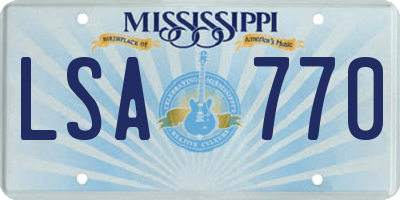 MS license plate LSA770