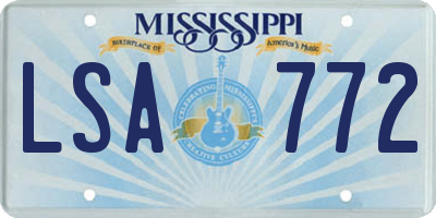 MS license plate LSA772