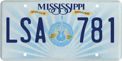 MS license plate LSA781