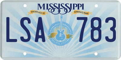 MS license plate LSA783