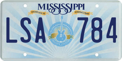 MS license plate LSA784
