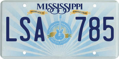 MS license plate LSA785