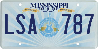 MS license plate LSA787