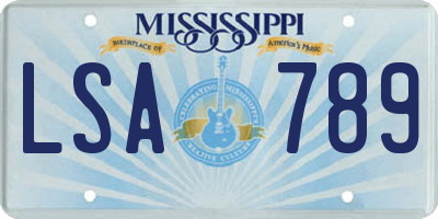 MS license plate LSA789