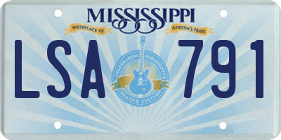 MS license plate LSA791