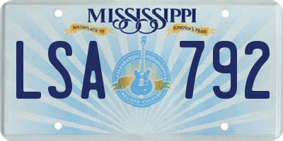 MS license plate LSA792