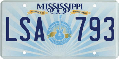 MS license plate LSA793