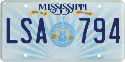MS license plate LSA794