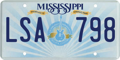 MS license plate LSA798