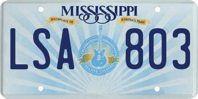 MS license plate LSA803