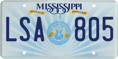 MS license plate LSA805