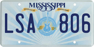MS license plate LSA806